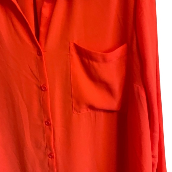 Torrid Dark Coral/Orange Button-Up Blouse-Front Pocket-Drapes in Back-Size 4X - Picture 2 of 13